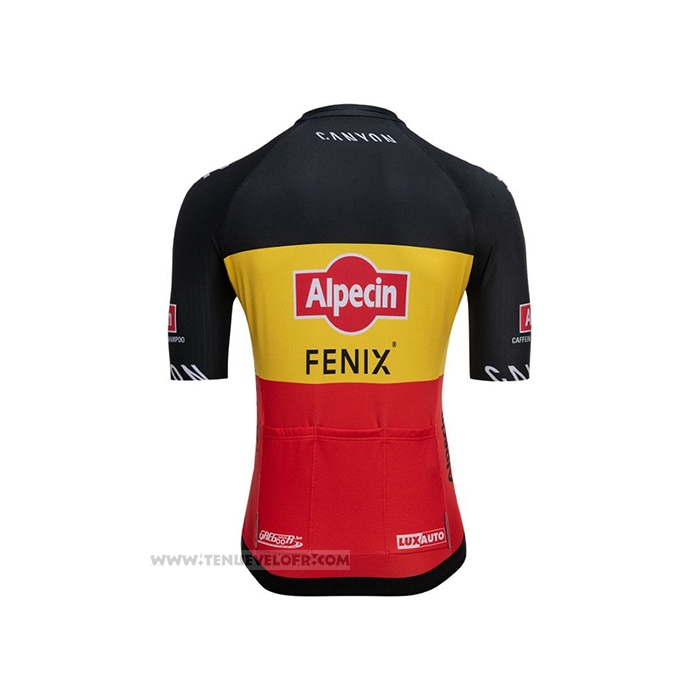 2021 Maillot Cyclisme Alpecin Fenix Champion Belgique Manches Courtes et Cuissard